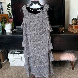 CJ Banks Black and White Tiered High Low Dress
